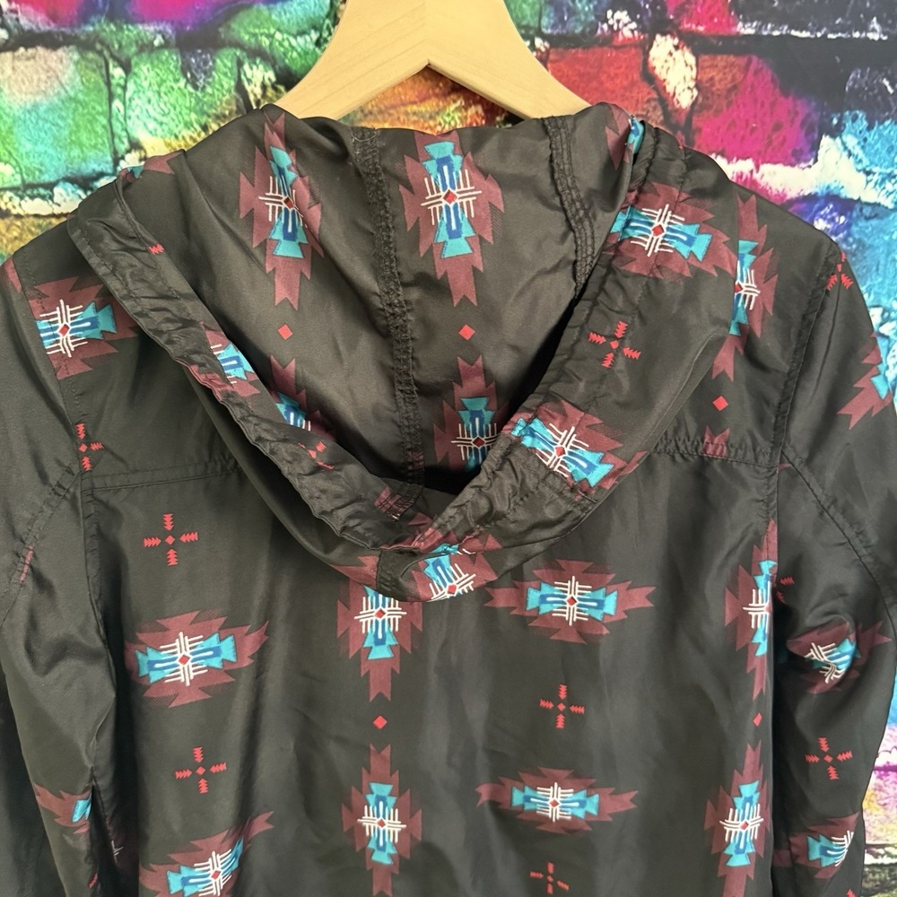 Empyre Windbreaker Aztec Hoodie Womens L Jacket Southwestern Zip Black Hoodie - Picture 12 of 14